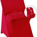 magalo 12 Pack Red Spandex Folding Waterproof Chair Cover, Stretch Chair Cover Protector for Wedding, Party, Dining Banquet and Other Special Events