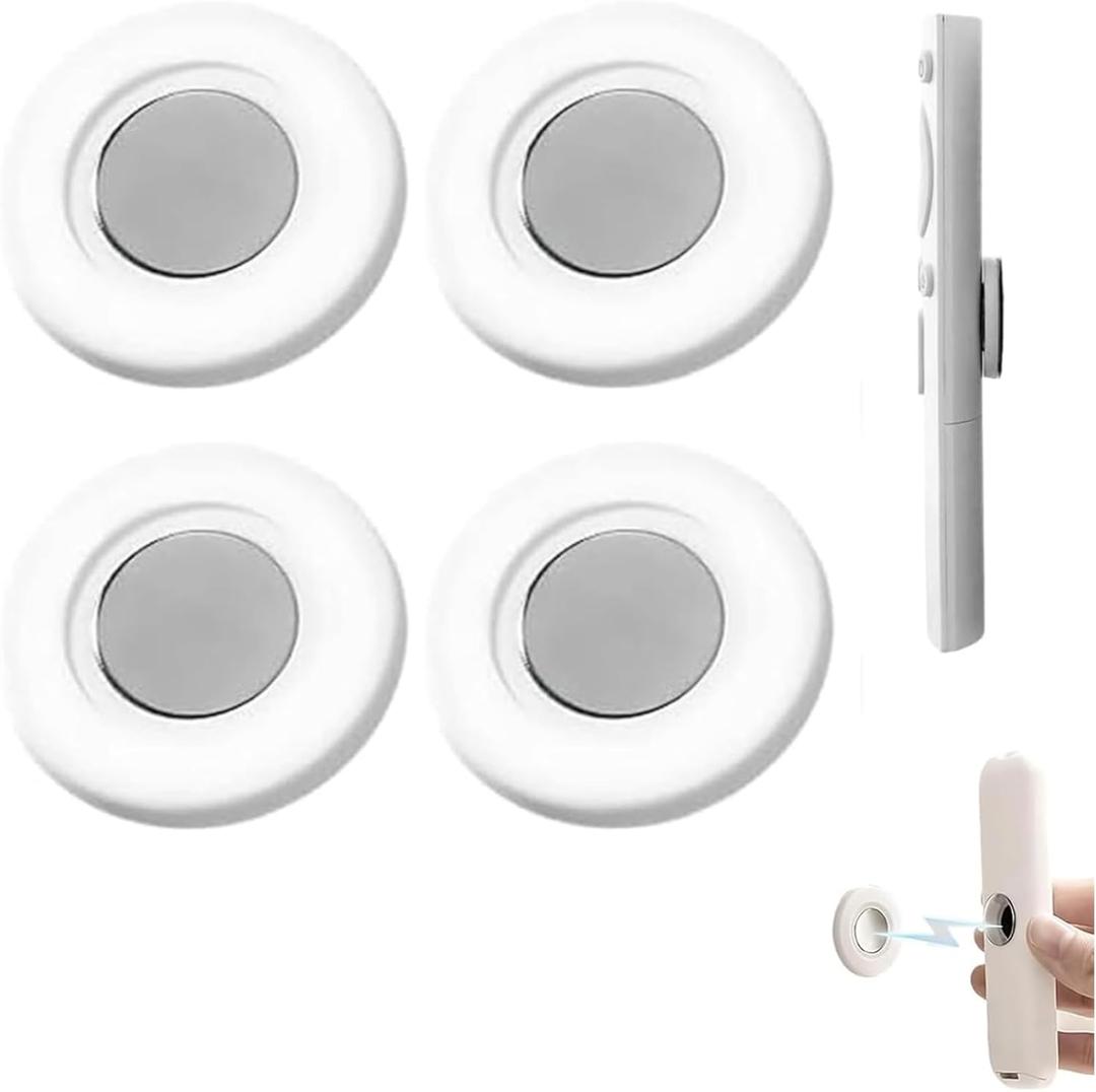 4 Pack Magnetic Remote Control Holder Wall Mount, Self-Adhesive TV Remote Organizer, No Drill Storage Caddy for AC, Fan & RV Accessories