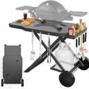 Grill Cart for Weber Q1200 Q1000 Q2200 Q2400, Portable Grill Stand | for Blackstone 17"& 22" Table Top Griddles, Foldable Grill Cart for Pizza Ovens with Shelf for Gas Cylinder, outdoor bbq