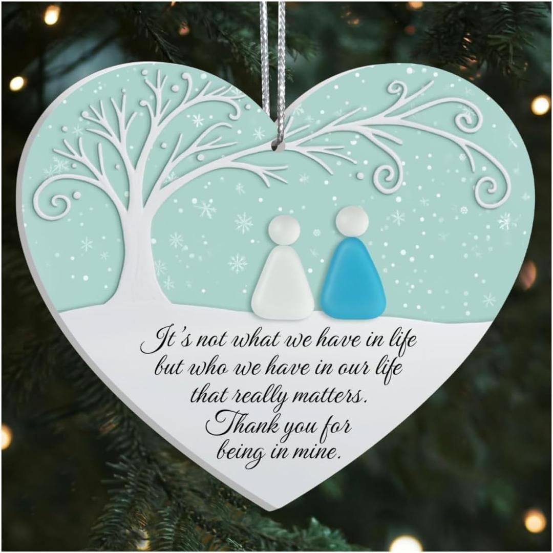 Real Sea Glass Friendship Ornament Heart Shaped, Sea Glass Art Friendship Gifts for True Friend, Bestie, BFF, Last Minutes for Best Friend, Christmas Stocking Stuffer Decor Keepsake