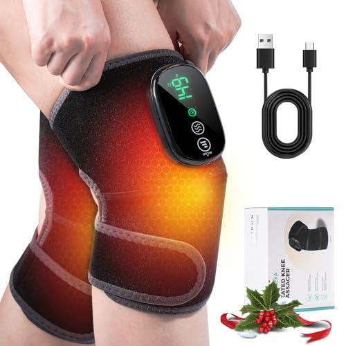 Cordless Knee Heating Pad, Newly 4 Vibration Knee Massager, 3-in-1 Heated Knee Massager with 5 Heat Levels and 5 Massage Modes, Birthday Gifts for Dad & Mom (2 PCS)