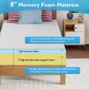 FDW | 8 Inch Twin XL Mattress | Medium Firm | Gel Memory Foam | White | Dual Construction | Pressure Relief, Cooling Foam, Removable and Washable Cover | Bed in a Box, CertiPUR-US Certified