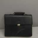 Mens Leather Briefcases Office Attorney Attache Case Ideal Gift Messenger Bag w/Padded Compartment,Black