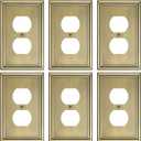 6-Pack Single Duplex Outlet Cover Plate, Decorative Antique Brass Switch Plates and Outlet Covers, Metal Wall Plates for Electrical Outlets, 1 Gang Receptacle Cover, Corrosion Resistant