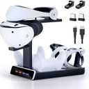 3-in-1 Controller Charging Dock for PSVR2 and PS5, VR Stand Display with LED Light, PS5 VR2 Storage Base Gaming Accessories, 4 Magnetic Clasp & Type-C Cable