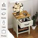 White Farmhouse Nightstand with Drawer, Small Wooden Bedside Table, White End Table, Bedroom Side Table with Storage, Rustic Wood Night Stand LET512WR