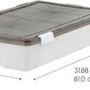 IRIS USA WeatherPro Underbed 47 Qt Storage Bins with Lids, 1 Pack, BPA-Free Plastic Gasket Box with Tight Latch and Seal, Stackable Nestable Underbed Tote Tub - Gray/Clear