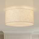 Vexagyle 13inch Semi Flush Mount Ceiling Light Fixture,3-Light Ceiling Mount Drum Light Fixture with Linen Shade,Modern Close to Ceiling Lamps for Living Room, Bedroom, Dining Room,Hallway
