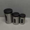 Mind Reader 3-Piece Canister Set, Kitchen Storage, Sugar, Coffee Container, Kitchen, 5"L x 5"W x 8.25"H, Silver and Black
