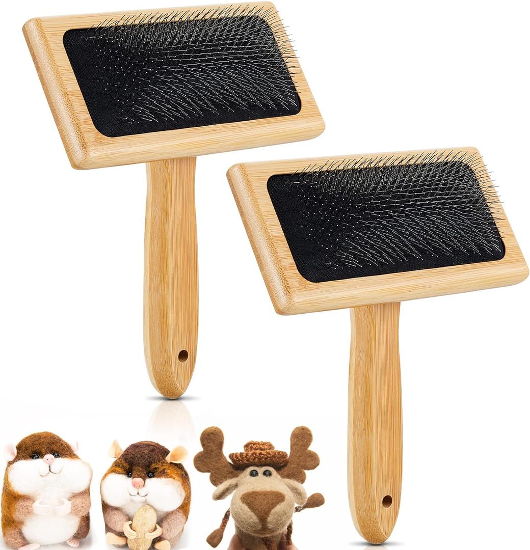 Tessco 2 Pcs Wool Carders, Hand Carders for Wool Needle Felting Brush Needle Felting Carding Brushes Tools for Craft Felt Project(Medium,Black)