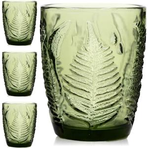 Vintage Drinking Glasses Set Of 4-10 oz Textured Green Glass Cups, Cute Green Glassware for Home & Bar, Retro Style Embossed Drinkware, Unique Decorative Cocktail Cup Sets - Heavy Duty & Durable (Lowball) Vintage Drinking Glasses Set Of 4-10 oz Textured Green Glass Cups, Cute Green Glassware for Home & Bar, Retro Style Embossed Drinkware, Unique Decorative Cocktail Cup Sets - Heavy Duty & Durable (Lowball)