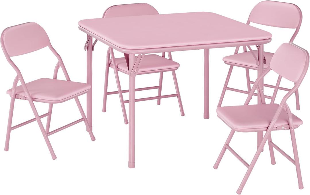 GAOMON 5 Piece Set Folding Table and Chairs Set, Boys and Girls Activity Table and Chairs Set for Dining Room,Daycare,Classrooms, 5pcs/set