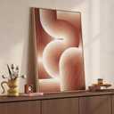 3D Textured Framed Boho Abstract Wall Art, Modern Terracotta Carved Geometric Paintings Artwork for Walls, Minimalist Wavy Line Pictures for Living Room Bedroom Dining Room Hallway Wall Decor 24x36 In