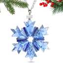  Blue Crystal Snowflake Ornaments for Christmas Tree Elegant Glass Star Decorations for Holiday Home Window Hanging