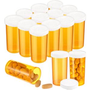 12 Pcs Plastic Empty Pill Bottles Small Medication Vials with Easy Open Caps Clear Medicines Containers Travel Pill Vial Pill Cases Dispenser Organizers (13 Drams, Orange)