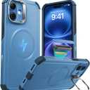 ESR for iPhone 16 Plus Case with Stash Stand, Camera Control, 23FT Military-Grade Shock-Absorbing Drop Protection, Compatible with MagSafe Accessories, Magnetic Cyber Series, Light Blue