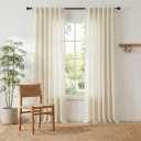 NICETOWN Natural Thick Linen 144 inch Curtains Extra Long, Pinch Pleated/Rod Pocket/Back Tab Privacy Added Window Drapes with Light Filtering for Living Room, W52 x L144, 2 Panels