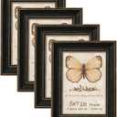 5x7 Picture Frame Set of 4 with 2 Mats, Black Rustic Farmhouse Photo Frames with Tempered Glass, 4x6 and 3.5x5 with Mat or 5x7 without Mat for Wall Hanging or Tabletop Display, Home Gallery Decor Gift