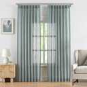 WEST LAKE Bailey Mineral Green Pinch Pleated Semi Sheer Window Curtain Panels 84 Inches Length,Textured Light Filtering Drapes with Back Tab,Rustic Window Treatment for Bedroom Living Room,40"Wx84"Lx2