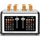4 Slice Toaster Touch Screen, Stainless Steel Toasters Digital Timer, Dual Control Panel Toasters, 8 Shade Settings 6 Bread Types for Bagel, Cancel, Defrost 1650W Black