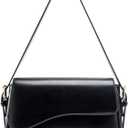 Small Shoulder Bags for Women,Crossbody Purses,Retro Vegan Leather Tote Handbag, Clutch Hobo Purse with Zipper (Black)