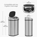 iTouchless 13 Gallon Oval Touchless Sensor Trash Can with Odor Filter, Fingerprint-Proof Stainless Steel, 50L Automatic Kitchen Garbage Bin, Smart Hands-Free Motion Lid, Quiet Soft-Close
