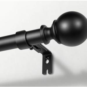 Zeerobee Curtain Rods for Windows 48 to 84, 1 Inch Adjustable Heavy Duty Black Curtain Rod, Outdoor Indoor Room Divider Modern Drapery Pole, 66-120"