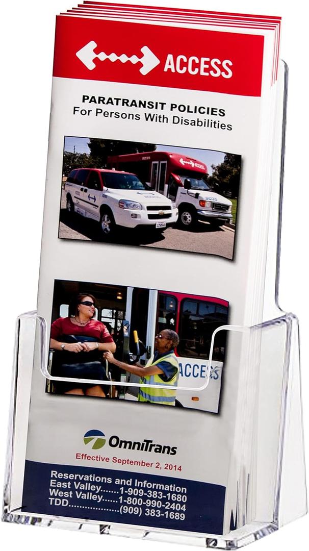 Clear-Ad - Acrylic Trifold Brochure Holder - Rack Card Display - Pamphlet Stand - LHF-S100 (Pack of 10)