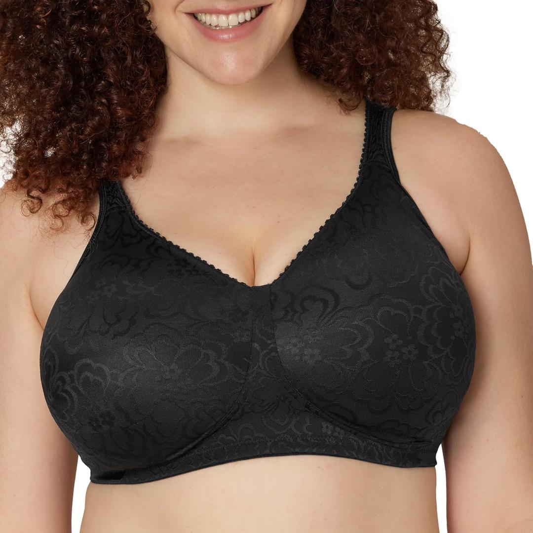 Playtex Women's Wireless Bra, Ultimate Lift, Moisture-Wicking, Single or 2-Pack (46B, Black)