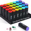 Monthly Pill Organizer 2 Times a Day - 28 Day Pill Box AM PM, Daily Medicine Organizer for Vitamins, Supplements, Medications - Large Travel-Friendly 4 Week Pill Case for Home & Travel