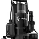 LANCHEZ 1.6HP 6000GPH Sump Pump, High Flow Submersible Water Pump with Float Switch, Automatic Transfer Water Pump for Swimming Pool Basement Flooded Pit Sewage Sink Tub, Black