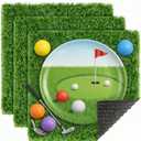 XLX TURF 3 Pack Artificial Grass Mats for Golf Party Decorations - 12" x 12" Fake Grass Square Table Placemats for Baseball Hawaiian Birthday, Artificial Turf Tiles for DIY Crafts
