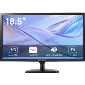 18.5 inch HD (1366 x 768) CCTV Monitor, 16:9 with BNC/VGA/HDMI/Built-in Speaker 60Hz Refresh Rate, Small Monitor for laptops, Computers and desktops,LED Display,VESA 75x75MM