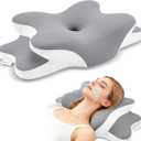 Sleep Apnea Pillow with Neck Pain & Snoring Relief-Orthopedic Cervical Pillow,Ergonomic Contour Memory Foam Pillow for Side,Back,Stomach,Dreamers Relief,Medium Firm Support (Gray, Queen Size)
