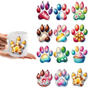 4Sheets Dog Pawprints UV DTF Cup Wraps Winter UV DTF Transfer Waterproof Sticker for Glass Cups Furniture Craft DIY Crafts Rub on Transfer Stickers for DIY Water Bottle Laptop Decal Wood Car 1798