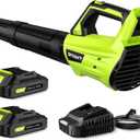 Leaf Blower Cordless, Leaf Blower with Battery and Charger - 2 Speed Modes, 2 Batteries, 20V Powerful Lightweight Electric Blowers for Blowing Leaves, Lawn Care, Patio Cleaning and Dust, Green