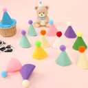 12 Pack Mini Party Hats for Stuffed Animals Figures, Tiny Finger Hats for Small Toys Dinosaur for Birthday Party Decoration Cake Toppers
