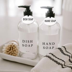 Hand Soap Lotion Dish Soap Dispenser Labels Waterproof, 4pcs Ceramic Bathroom Hand Soap Refills Dispenser Tags, Kitchen Dish Soap Pump Label, Hotel Mall Bathroom Decorations