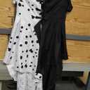 Cruella Devil Costume Women Adult Cruella Cosplay Dress Gloves Halloween Suit, 2xl