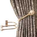 INUSO® Upgraded Adjustable Gold Curtain Holdbacks, 2-Pack – Elegant Handcrafted Metal Holders with Strong Grip for Heavy Curtains, Adjustable Angle for Flexibility and Convenience