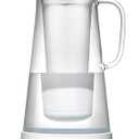 LifeStraw Home Water Pitcher, 7-Cup, White, Glass with Silicone Base, White, for Everyday Protection Against Bacteria, Parasites, Microplastics, Lead, Mercury, PFAS and a Variety of Chemicals