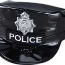 BinaryABC Police Hat with Badge,Official Style Cop Hat for Men Kids,Halloween Costume Accessories, Cosplay Party Hat (Black)