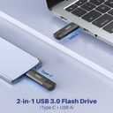 32GB USB C Flash Drive Dual USB 3.0 Type C + USB A Portable 2-in-1 Thumb Drive for Smartphone Tablet Computer Mac iPhone 15/16/17 Black