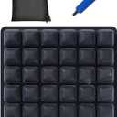 XCGaidt Travel Seat Cushion for Plane, 3D Inflatable Air Cushion with Storage Bag and Pump, 36 Air Cells Airplane Seat Cushion for Long Flights, Tailbone Pain Relief Cushion (Black, 17" x 17")