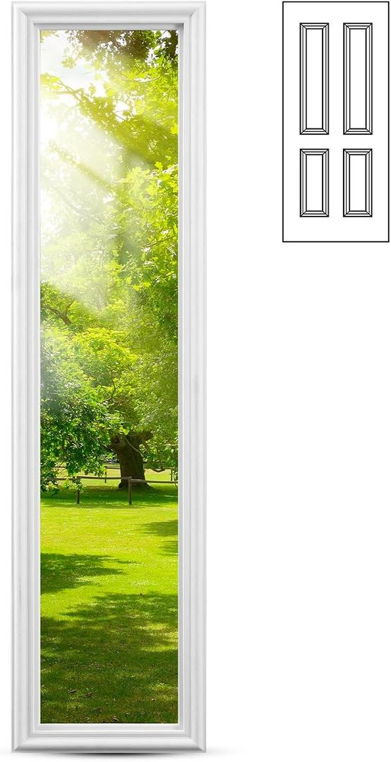 Pushglossy 2 Pcs 8" x 36" Entry Door Glass Insert with Low-e Clear Glass Raised Frame White Exterior Front Door Sidelite Window Inserts Replacement Kit for Home Improvement (1 Lite)