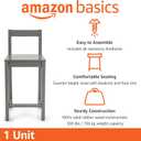 Amazon Basics Wooden Bar Stool with Backrest 24", Grey, 1 Unit, 1 Pack