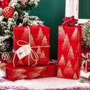 Yarcony Red Christmas Wrapping Paper, Red and Gold Trees Holiday Wrapping Paper, Vintage Gold Foil Christmas Trees Elegant Winter Gift Wrap for Gift Packaging, Craft, New Year(17 Inch X 33 Feet)