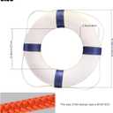 20 Inch Pool Safety Foam Life Preserver Throw Ring, Outdoor Throwable Flotation Device Boat Safety Equipment with 30 Meter Floating Lifesaving Rope, Safety Hook, Grip Ring and Reflective Tape, 19.69"L x 19.69"W