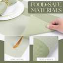 MOSAYT Plastic/Vinyl Placemats Set of 6 - Woven Heat Resistant Place Mats, Washable Outdoor Patio Spring Table Mats for Kitchen/Dining/Party(12 x 18 inch, Grass Green)