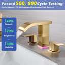 LED Light Widespread Bathroom Faucets for Sink 3 Hole Waterfall Brushed Gold-Bathroom Faucet with Pop-up Drain Assembly, 8 Inch Bathroom Sink Faucet 2-Handles,Modern Lavatory Vanity Faucet